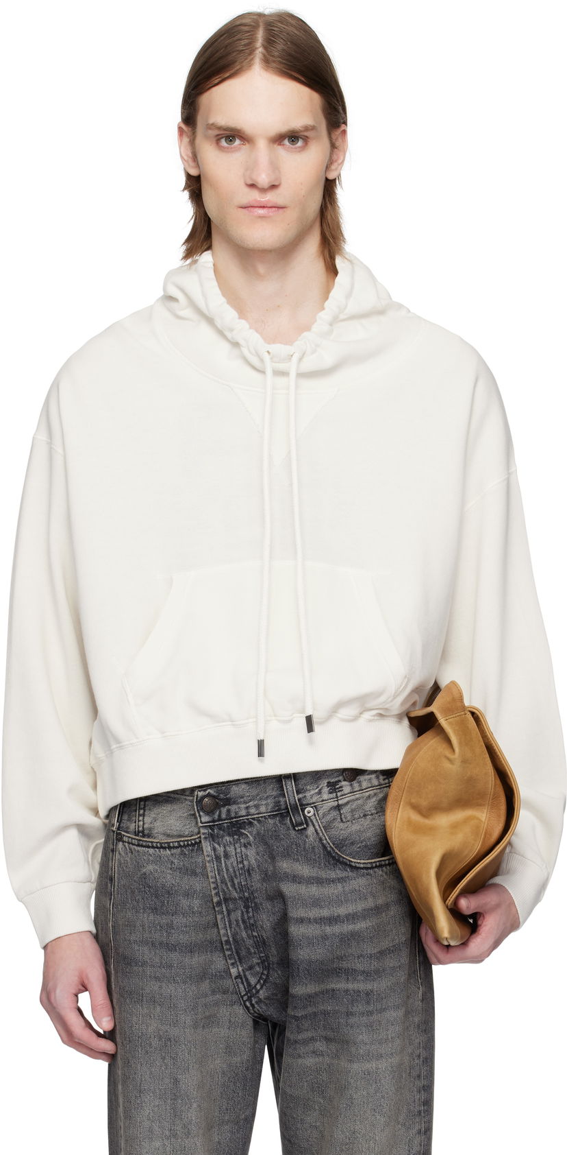 Світшоти R13 R13 Funnel Neck Cropped Popover Sweatshirt білий | R13MK255-K001B
