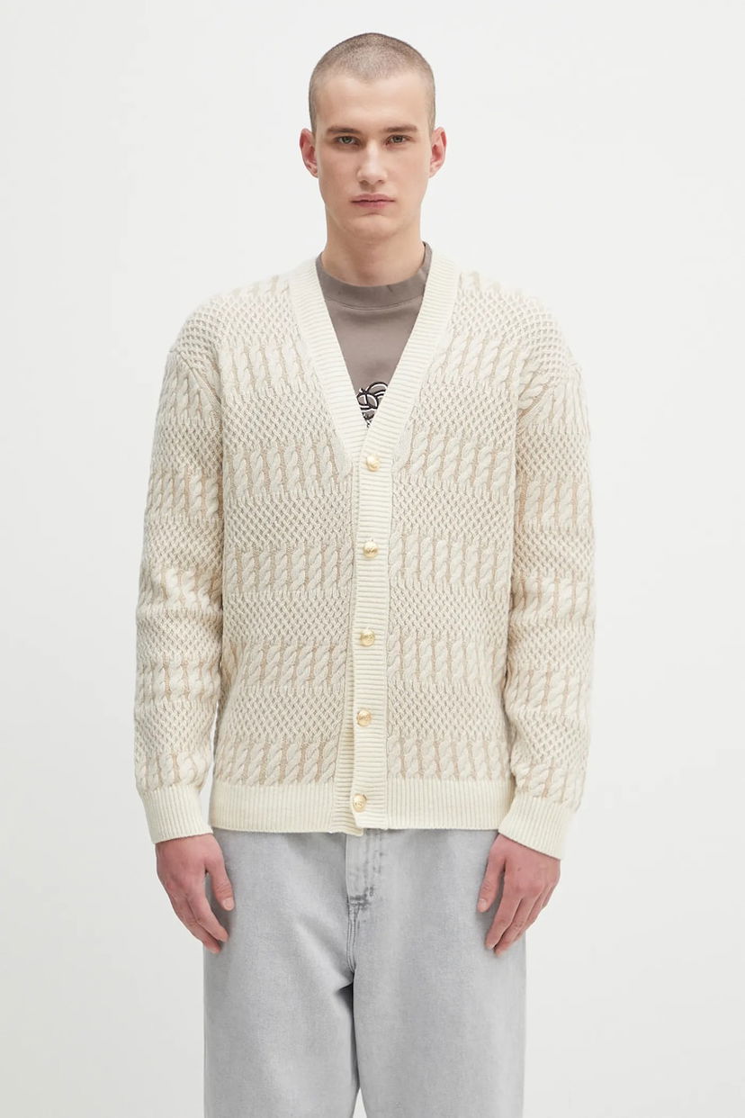 Cветр Drôle de Monsieur Drôle de Monsieur Le Cardigan Torsades Bicolore Knit Cardigan білий | H.CA160.WO018