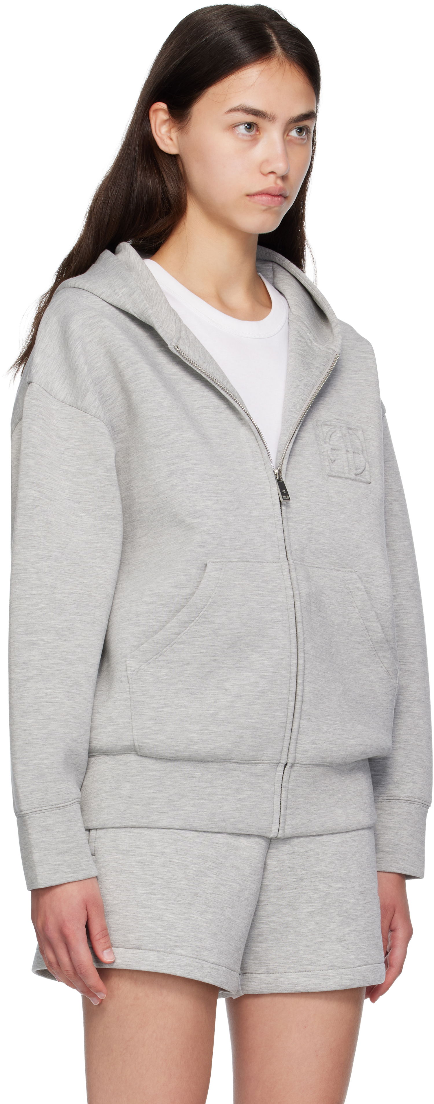 Світшоти Anine Bing ANINE BING Bond Zip Up Framed Monogram Hoodie Сірий | A-08-10742-GRY1, 1