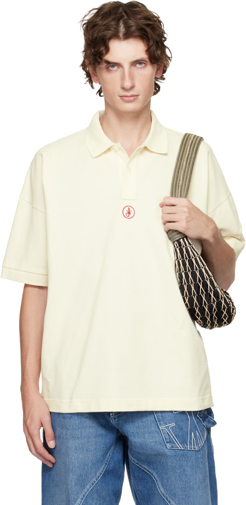 Сорочка поло JW Anderson JW Anderson Anchor Embroidery Polo бежевий | JO0281-PG1479