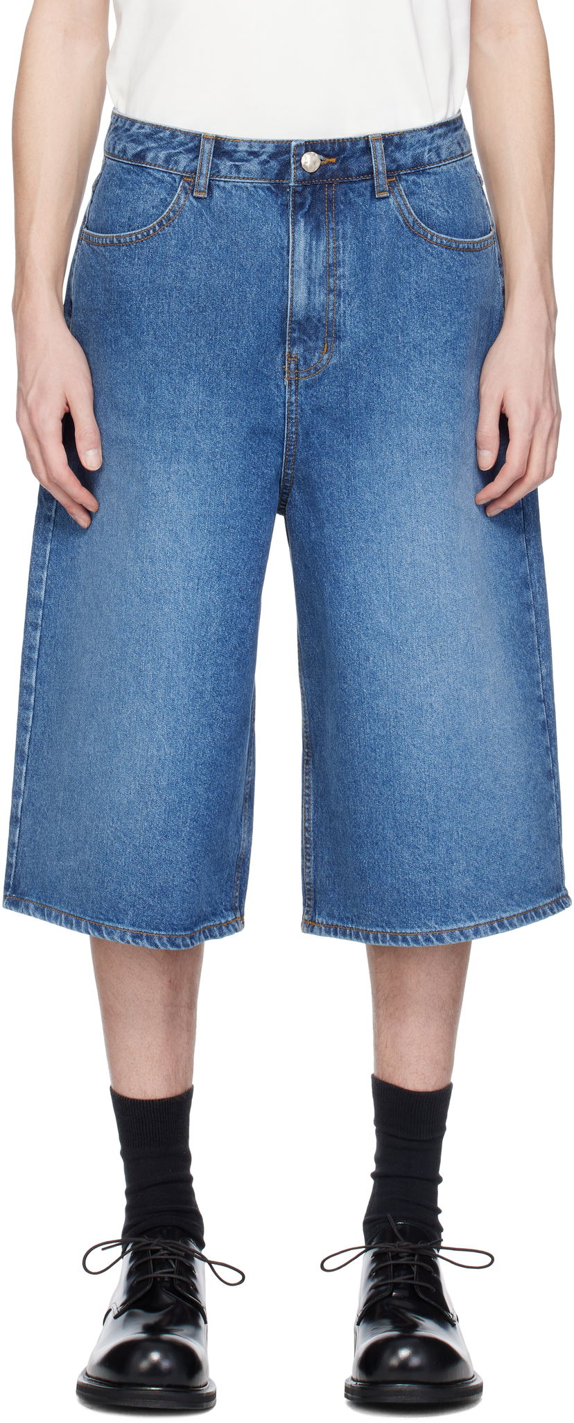 Шорти ADER ERROR ADER error Sig TRS Tag 01 Denim Shorts Синій | BN42FYJE0201BL
