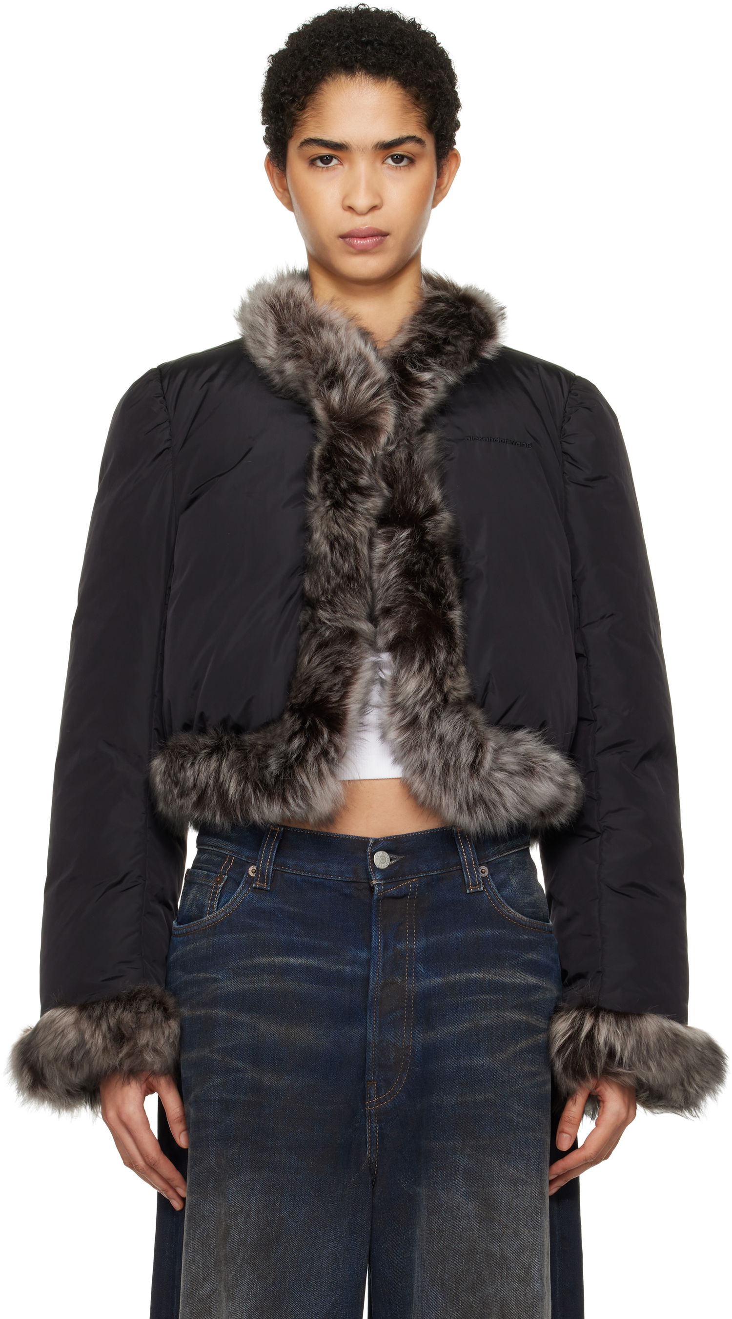 Пуховик Alexander Wang Alexander Wang Fur Trim Down Jacket чорний | 1WC4242573, 0