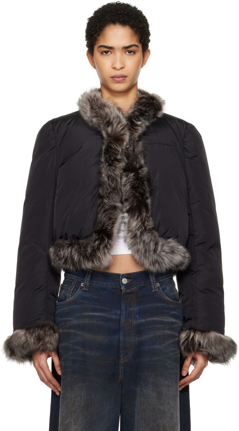 Пуховик Alexander Wang Alexander Wang Fur Trim Down Jacket чорний | 1WC4242573