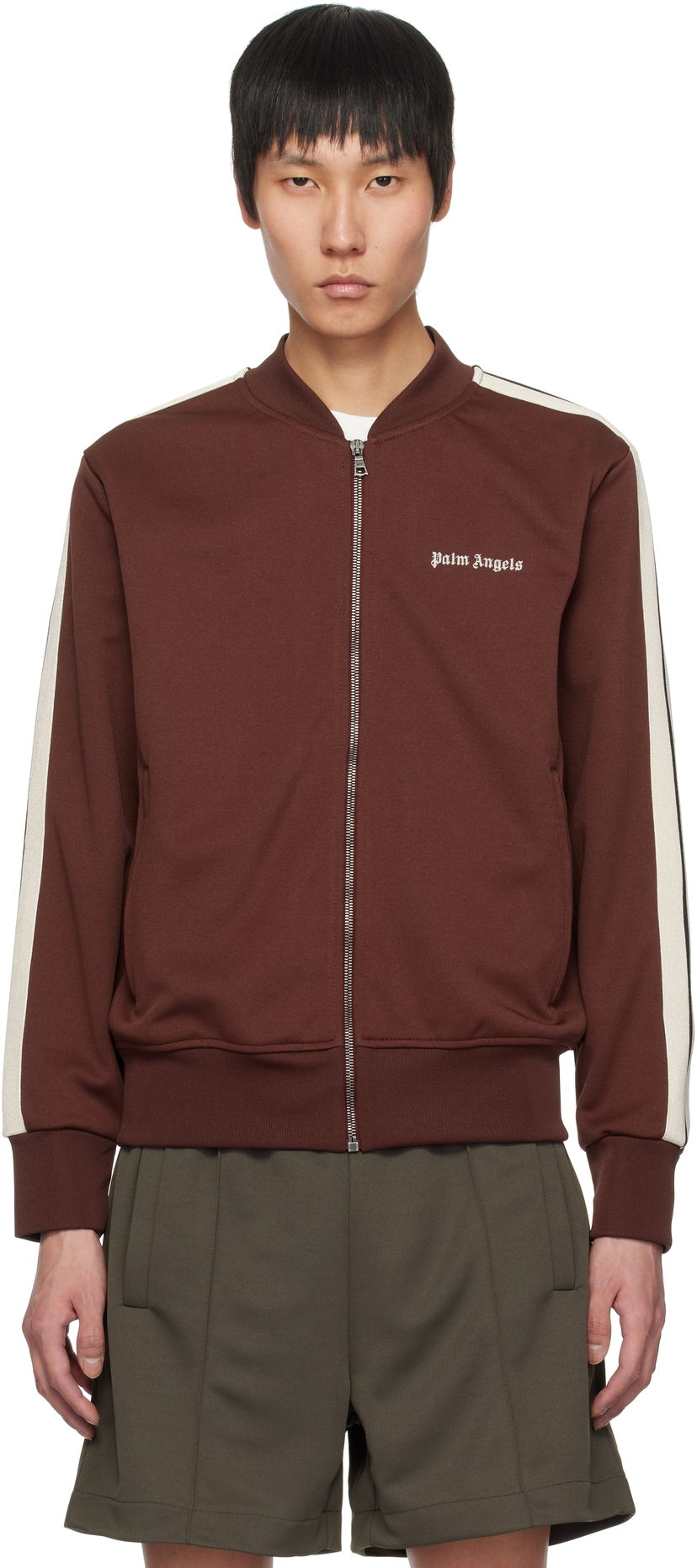 Куртка бомбер Palm Angels Palm Angels Classic Logo Track Jacket Коричневий | PMBD061S25FAB0012803