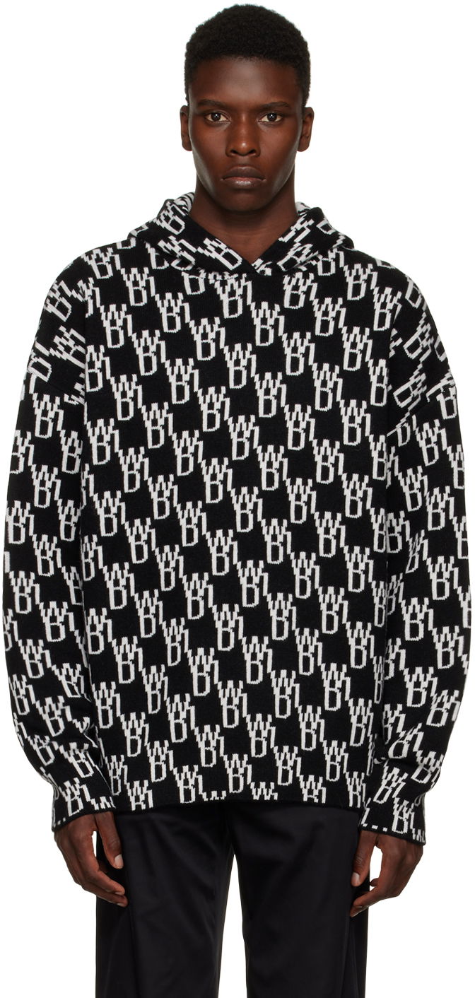 Світшоти We11done We11done Jacquard Knit Hoodie чорний | WD-KT3-22-628-U-BK