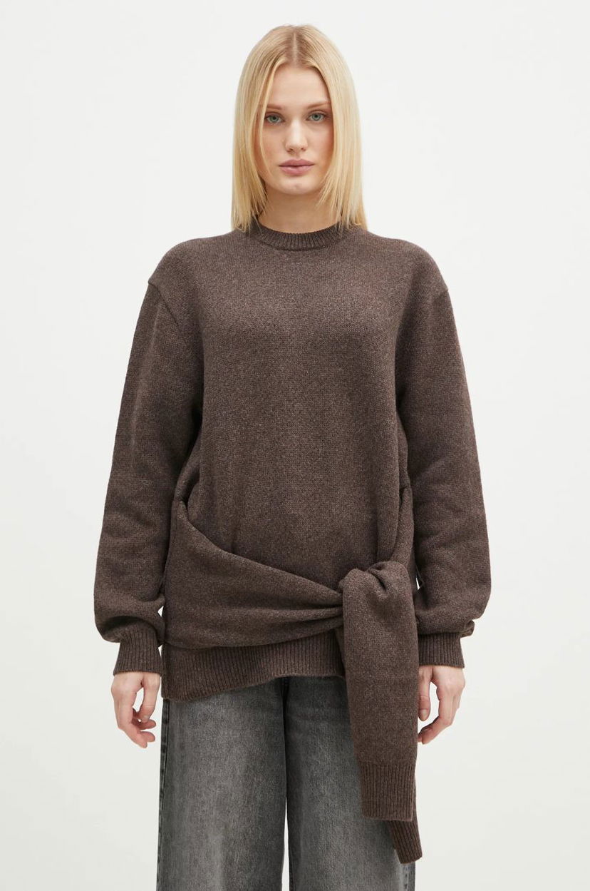 Cветр JW Anderson JW Anderson Draped Tie Front Jumper Коричневий | KW1263.YN0384.958