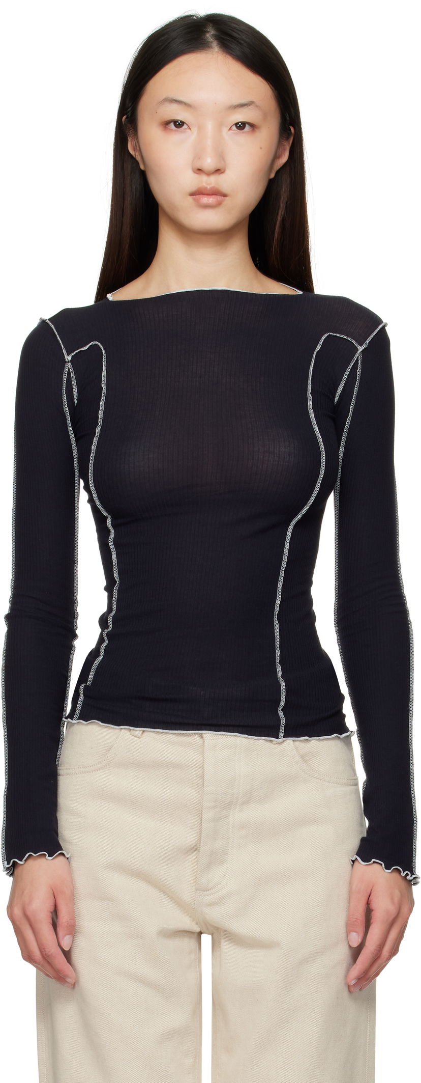 Футболка Baserange Baserange Omato Long Sleeve T-Shirt чорний | TTOML-CR-AU25