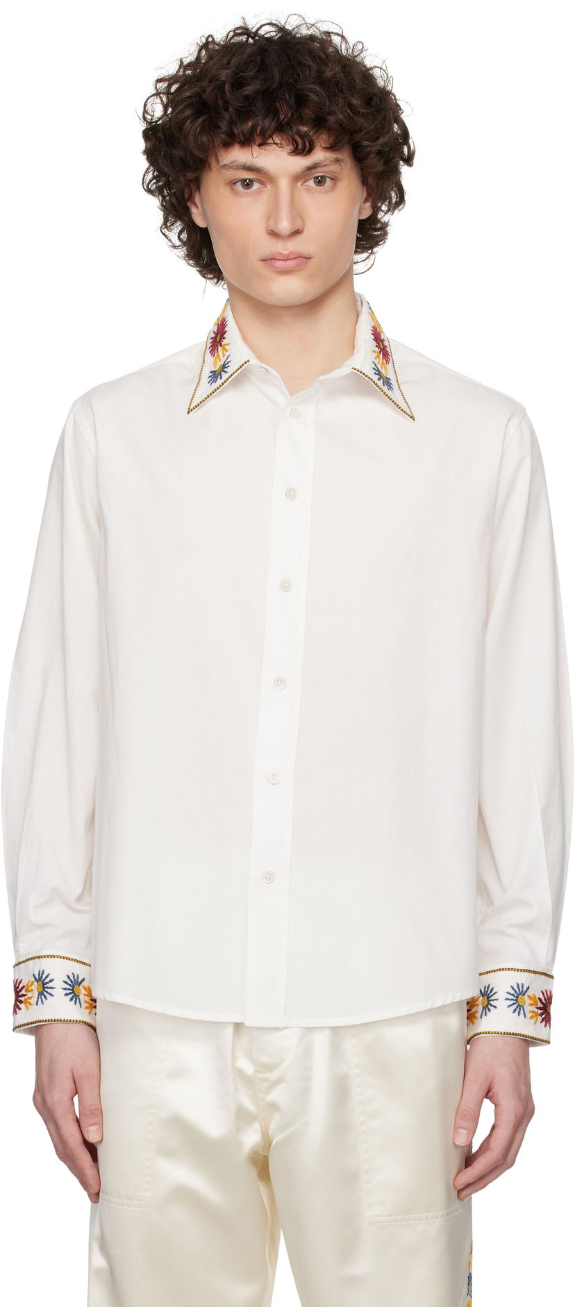 Сорочка Bode Bode Candyfloss Embroidered Shirt білий | MRS25SH003