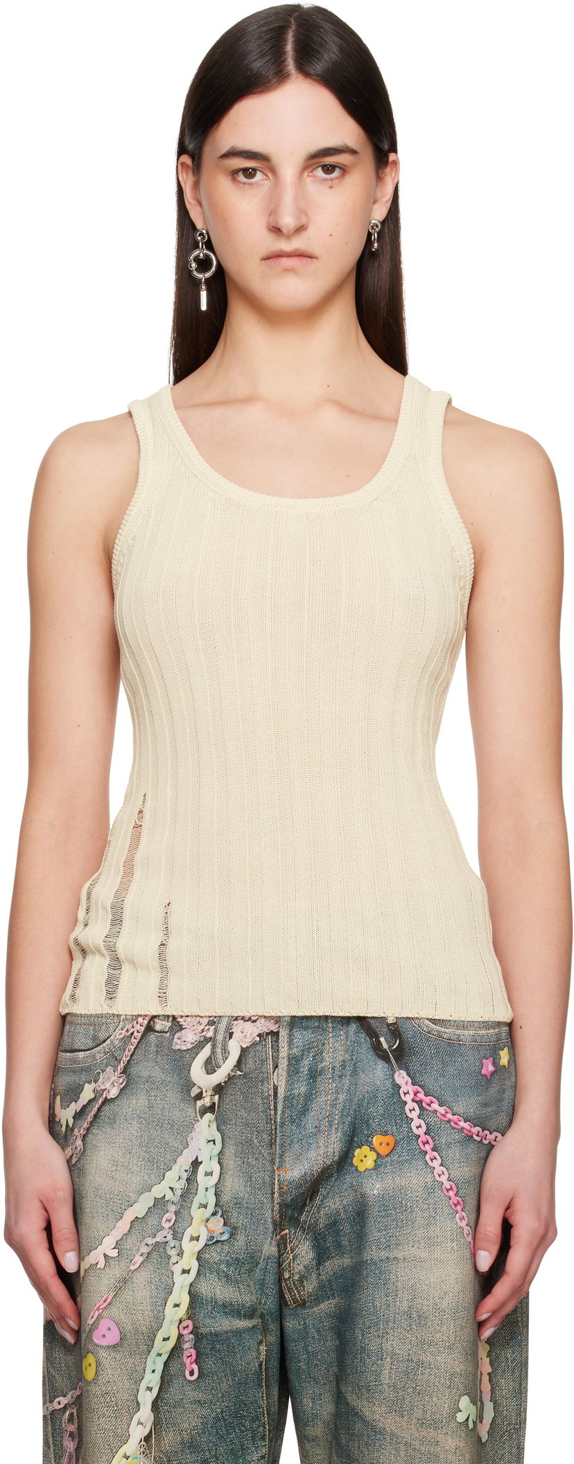 Безрукавка Acne Studios Acne Studios Open Cotton Tank Top бежевий | A60565-