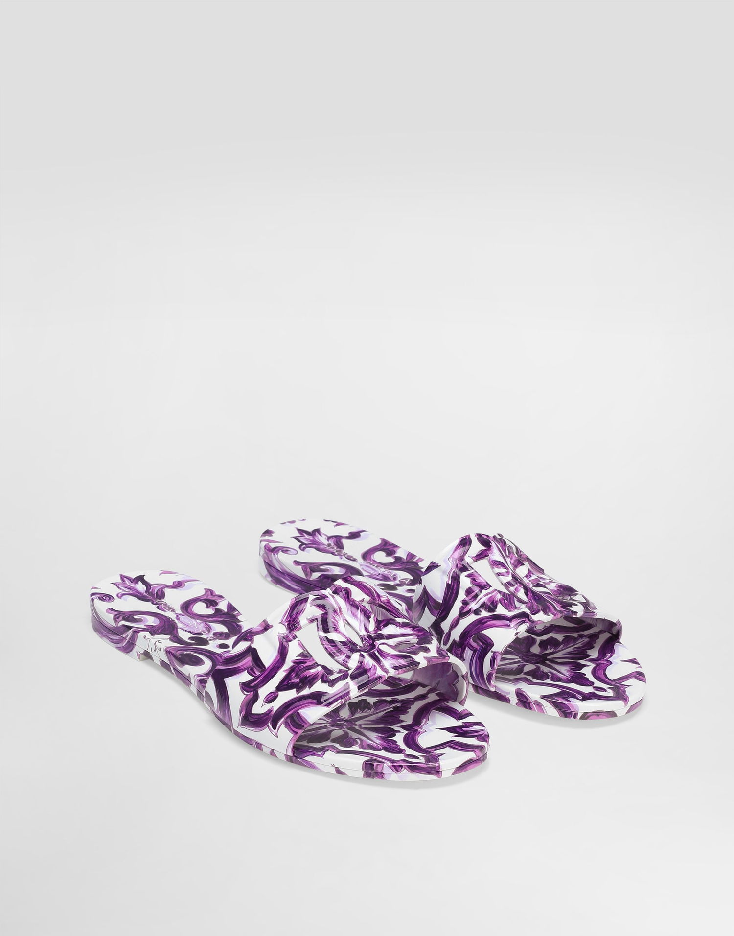 Аксесуари Dolce & Gabbana Dolce & Gabbana Majolica-Print Rubber Slides Фіолетовий | CW2215AE854I03TN, 1