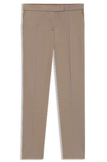 Штани BOSS Slim-Fit Stretch Punto Milano Trousers бежевий | 50541994