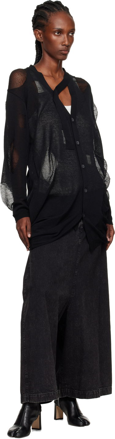 Cветр Yohji Yamamoto YOHJI YAMAMOTO Plain Stitch & Pattern Draped Cardigan чорний | FP-K12-982, 3