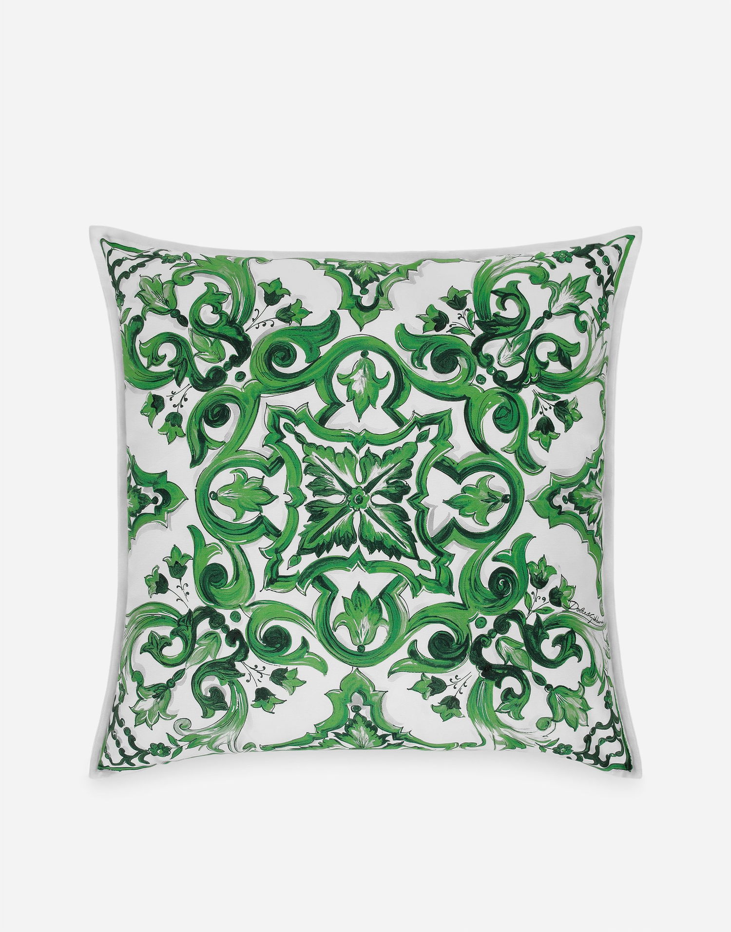 Домашній декор Dolce & Gabbana Dolce & Gabbana Canvas Cushion Medium with Mediterranean Tile Print Зелений | TCE002TCAA2UV010, 0