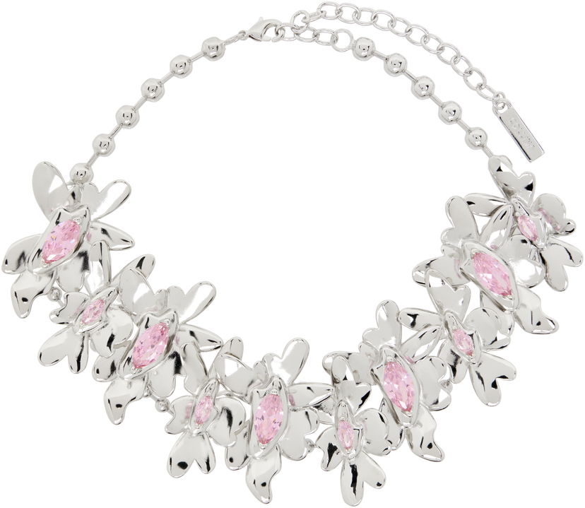 Кольє Collina Strada Collina Strada Silver Tone Pink Daisy Necklace Металік | XX1089