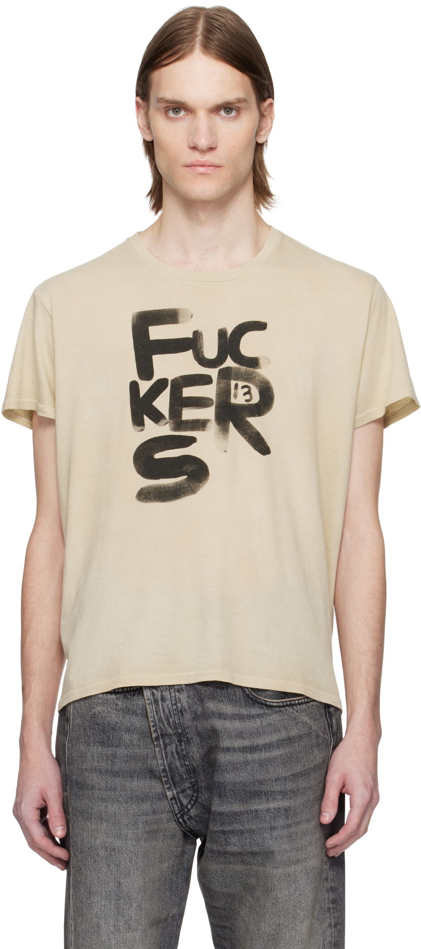 Футболка R13 R13 'Fuckers' Graphic T-Shirt бежевий | R13WK001-121BO