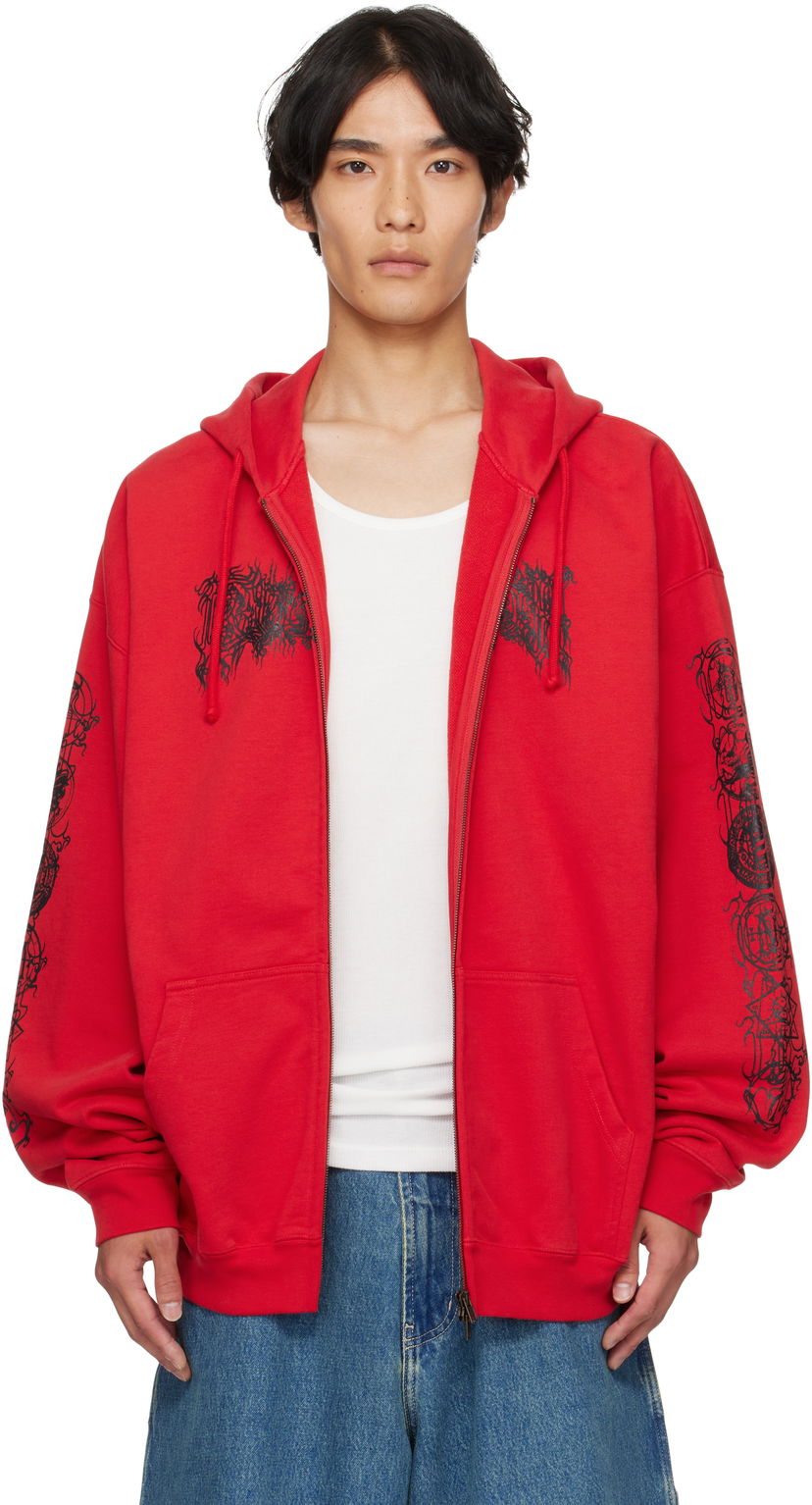 Світшоти VETEMENTS Vetements Cradle of Filth Oversized Zip-Up Hoodie Червоний | UCF76ZU300R