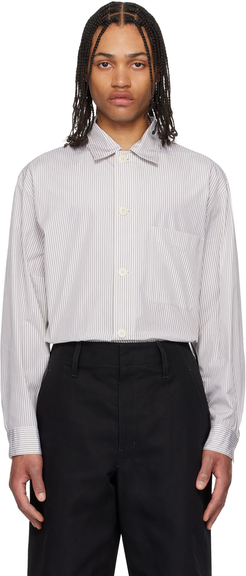 Сорочка LEMAIRE Lemaire Striped Pyjama Shirt білий | SH1177 LF1409