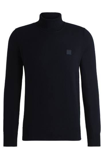 Cветр BOSS Regular-Fit Cotton-Cashmere Rollneck Sweater темно-синій | 50527573