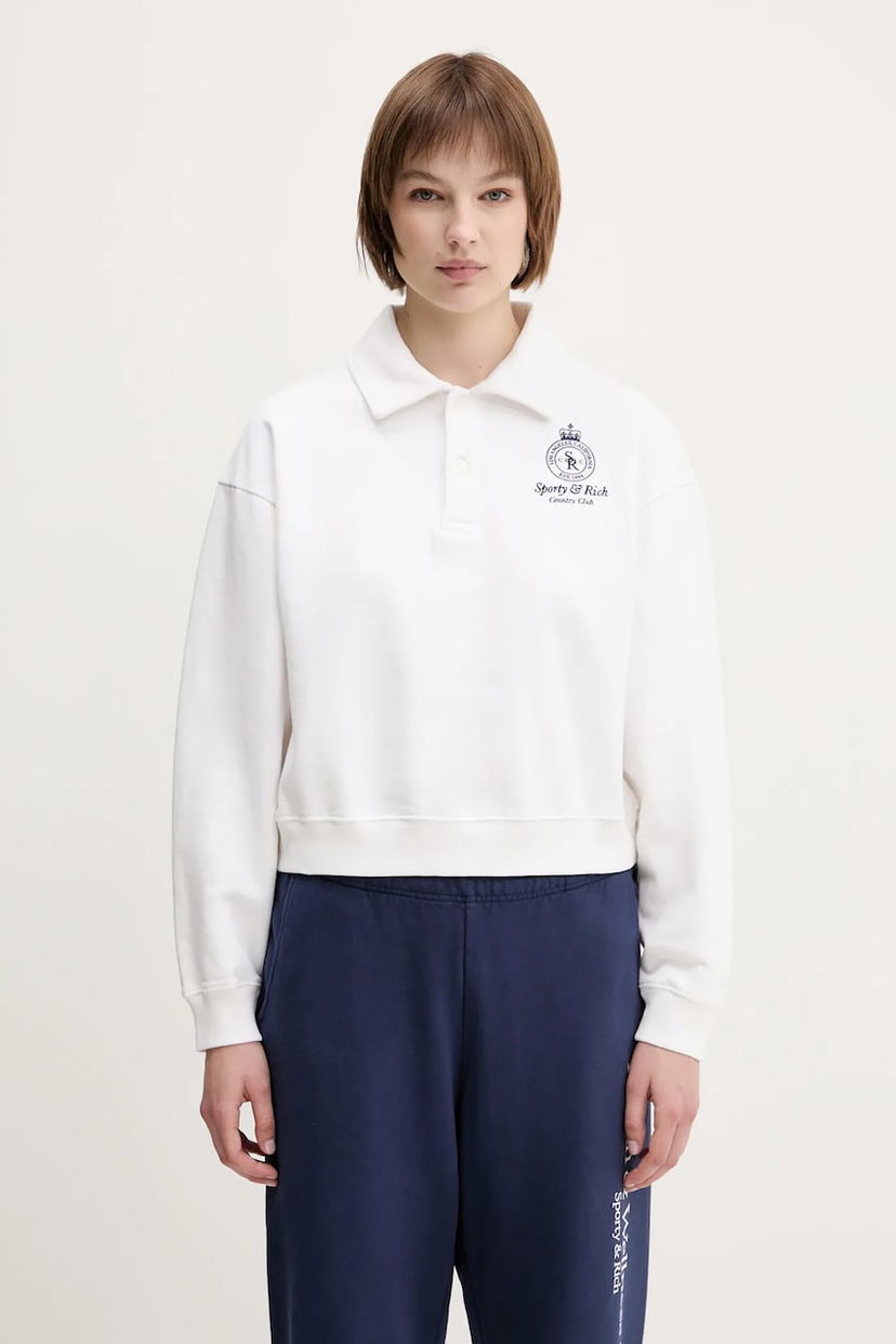 Світшоти Sporty & Rich Sporty & Rich Crown Country Embroidered Cropped Polo білий | ST072612202WH01