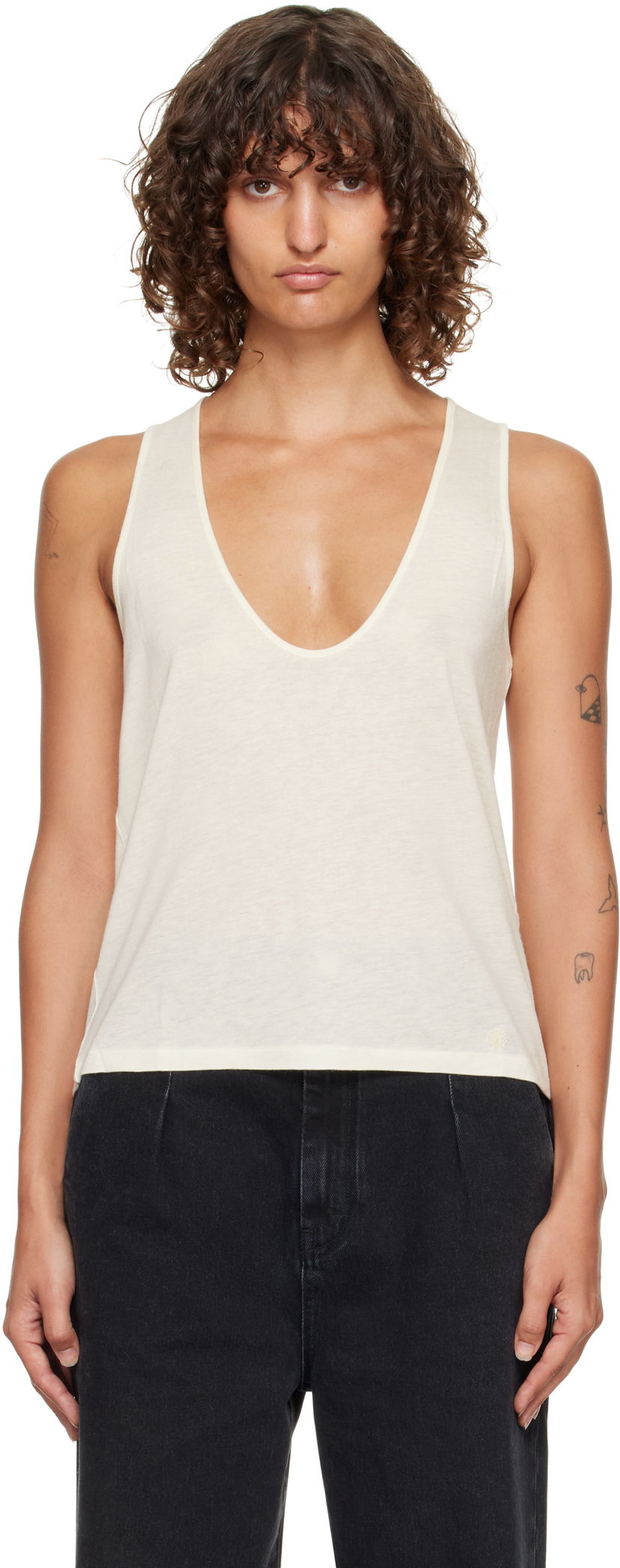 Безрукавка Loulou de Saison Loulou de Saison Albia LDS Jersey Tank Top білий | ALBIA LDS