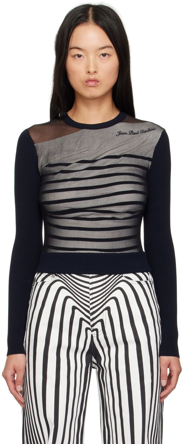 Футболка Jean Paul Gaultier Striped T-Shirt темно-синій | 24/30-F-PL067B-M064-590100