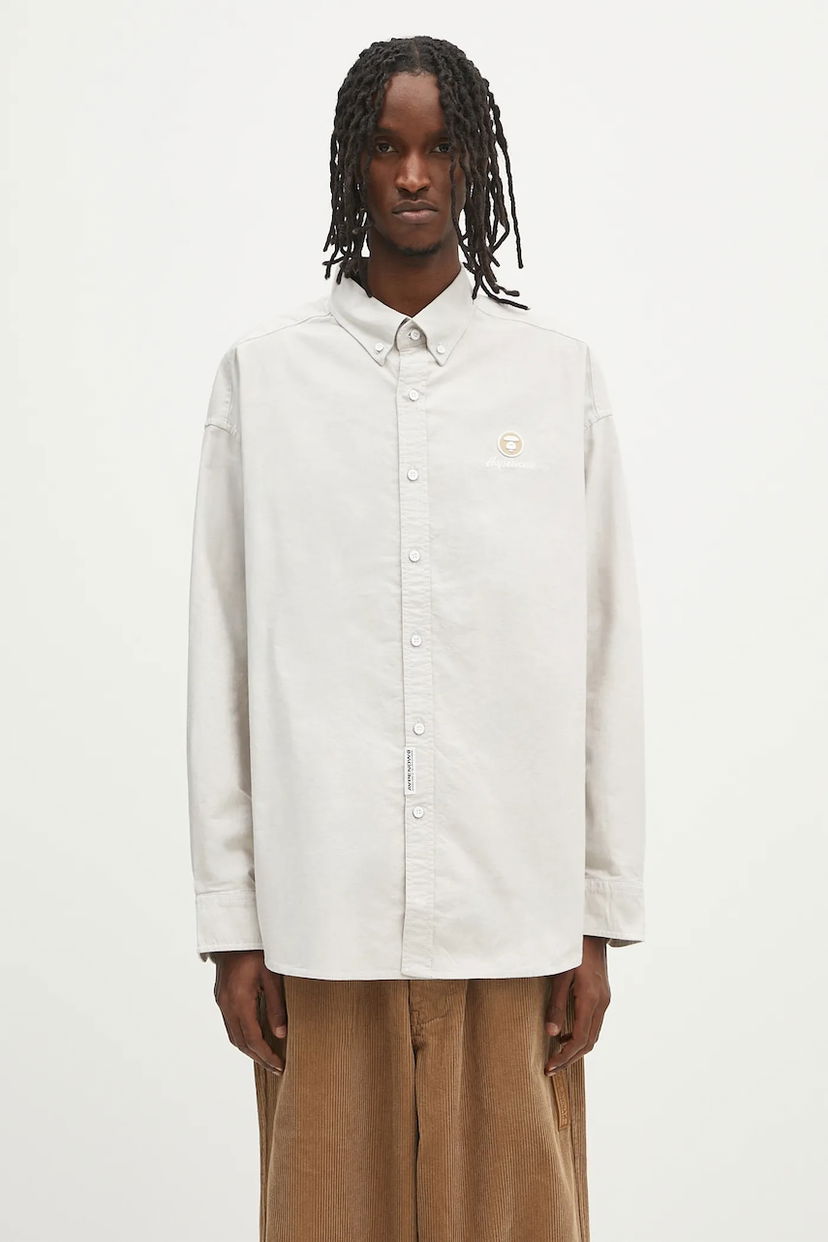 Сорочка AAPE by A Bathing Ape AAPE Now Long Relaxed Button-Down Shirt білий | AAPSTM8512XAO