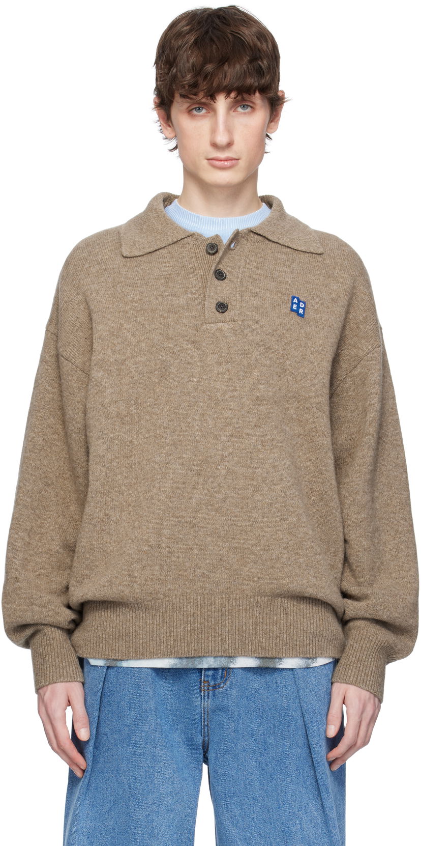 Cветр ADER ERROR ADER error TRS Tag Knit Polo Коричневий | BO42FYKT0102BG