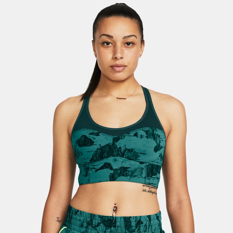 Бюстгальтер Under Armour Project Rock Infinity Let's Go LL BH mit Print für Damen Coastal Teal / Schwarz Зелений | 1384161-722