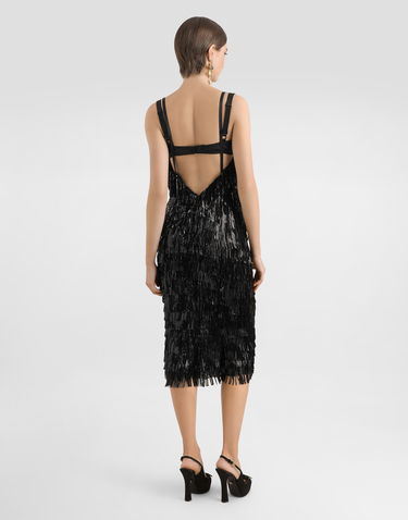 плаття Dolce & Gabbana Dolce & Gabbana Sequined Fringe Slip Dress чорний | F6TOKTGDC0GS9000, 2