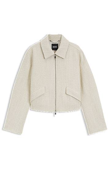 Куртка BOSS Bouclé Jacket with Two-Way Zip бежевий | 50543212, 0