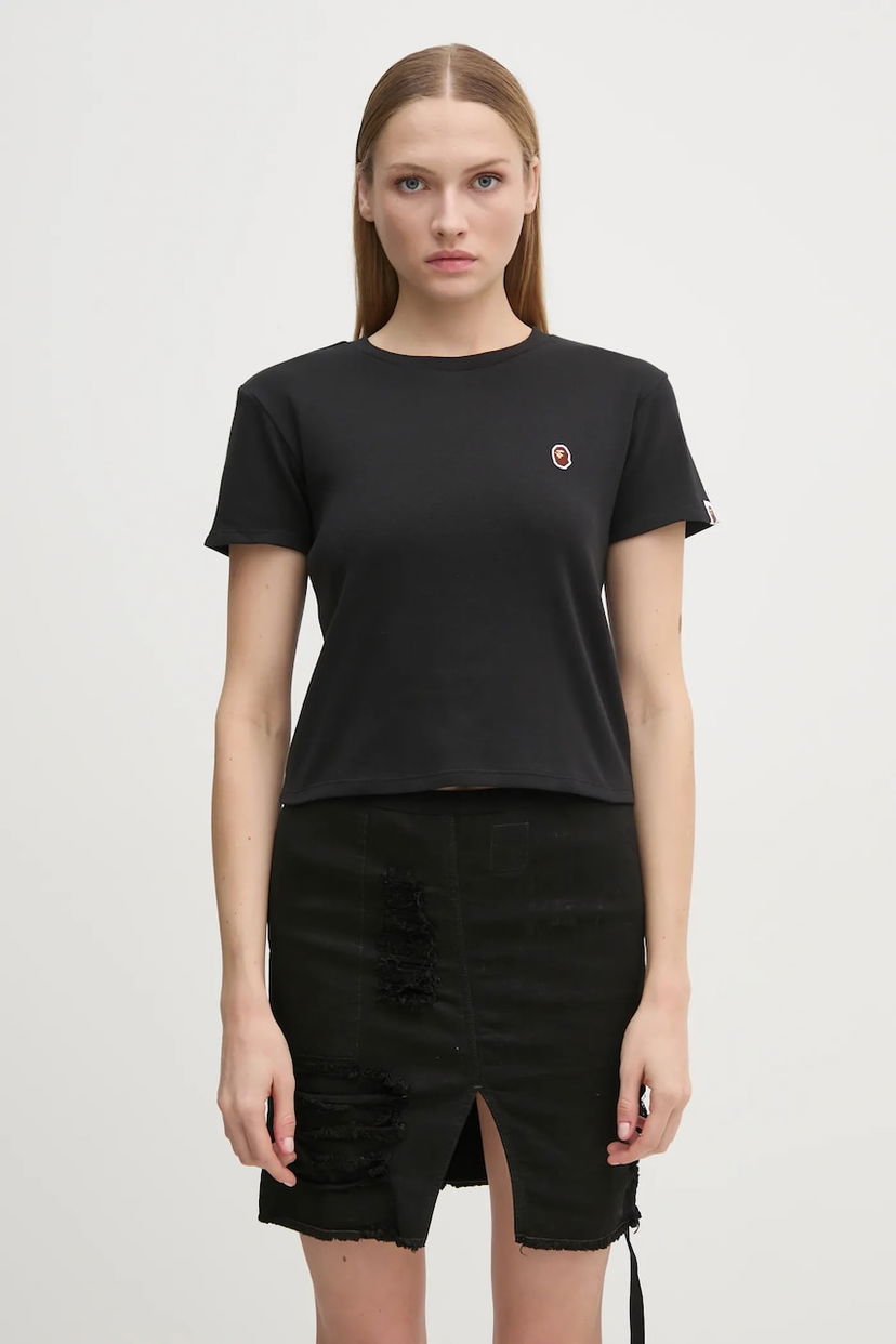 Футболка BAPE A Bathing Ape ONE POINT MINI Cropped T-Shirt чорний | 1K80209003