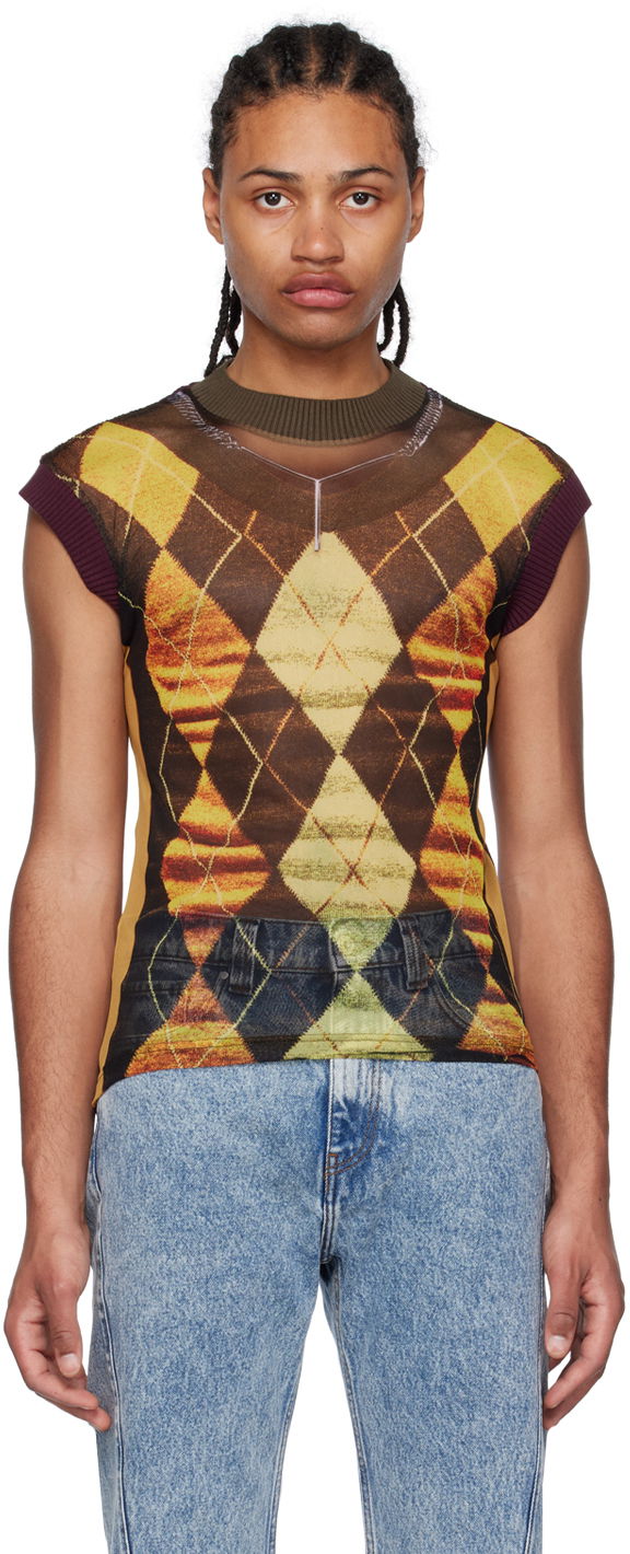 Безрукавка Y/PROJECT Jean Paul Gaultier Edition Argyle Mesh Tank Top Жовтий | YPJPGTS5-S24