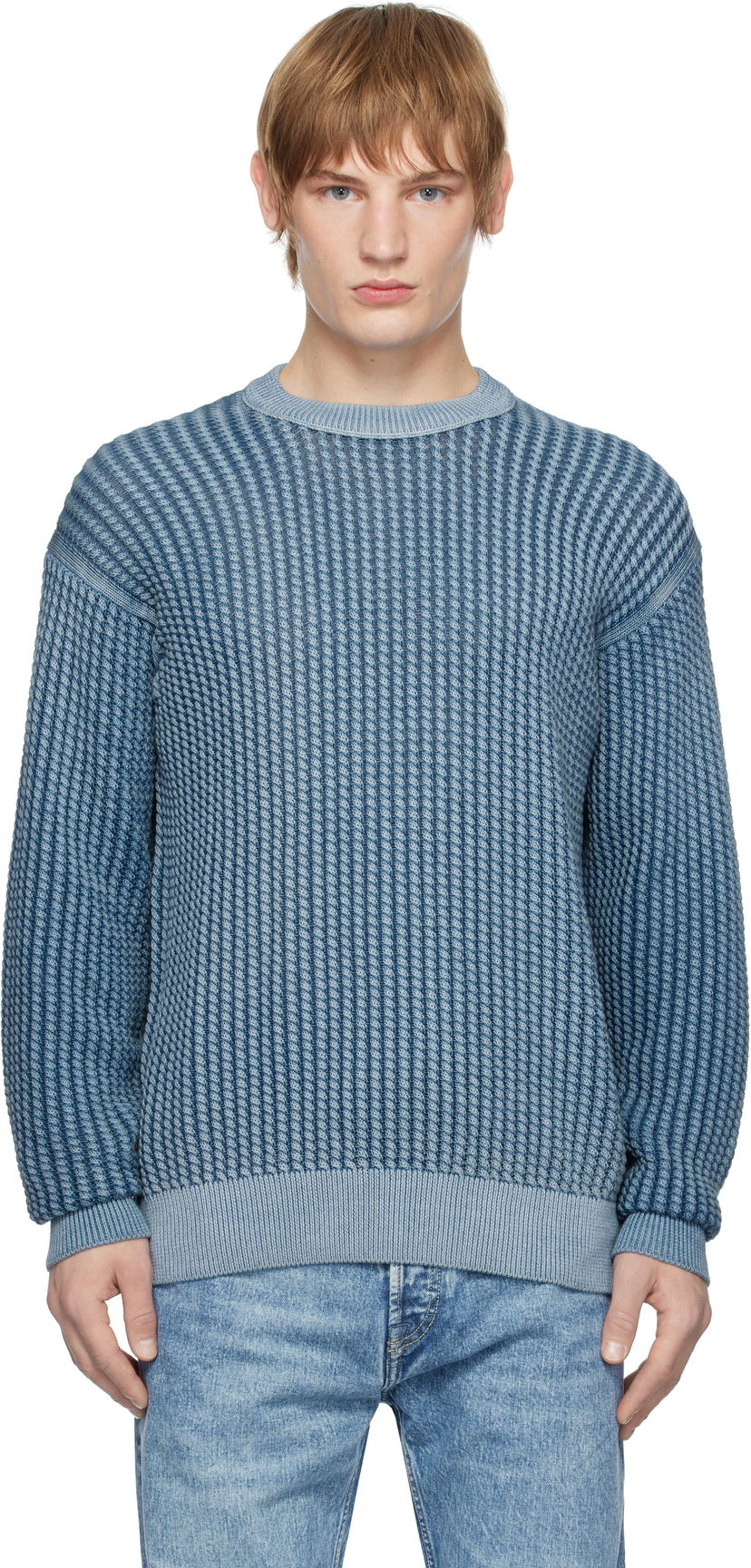 Cветр BOSS Cable-Knit Sweater Синій | 50531487