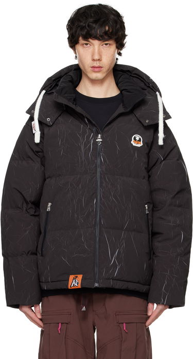 Пуховик AAPE by A Bathing Ape AAPE by A Bathing Ape Moonface Logo Camo Hooded Down Jacket чорний | AAPDNM7665XXNBKX, 0