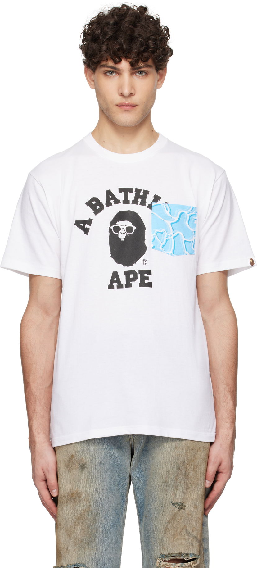 Футболка BAPE Sea Surface Camo Pocket T-Shirt білий | 001CSK701001F