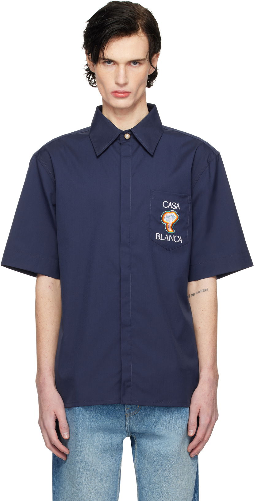 Сорочка Casablanca Short Sleeve Shirt темно-синій | MPS25-SH-137-01