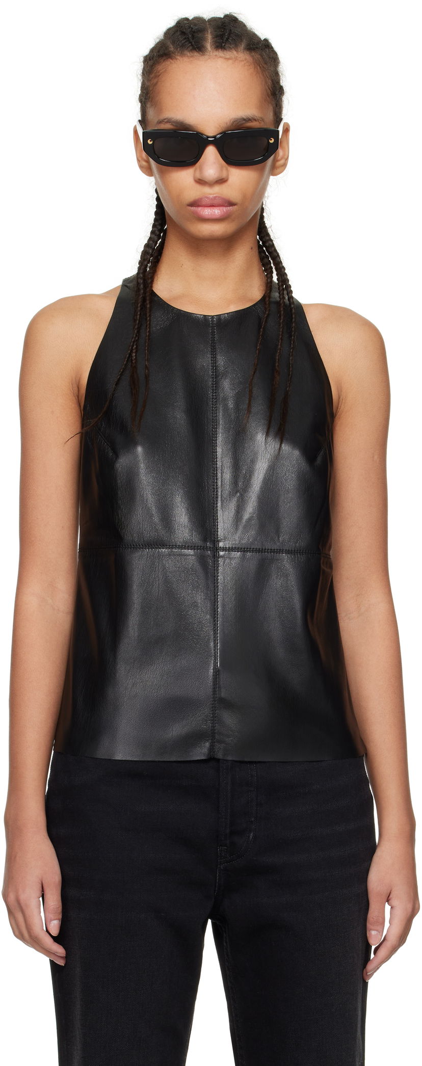 Безрукавка Nanushka Nanushka Teza Faux-Leather Tank Top чорний | NW24CRTP03999