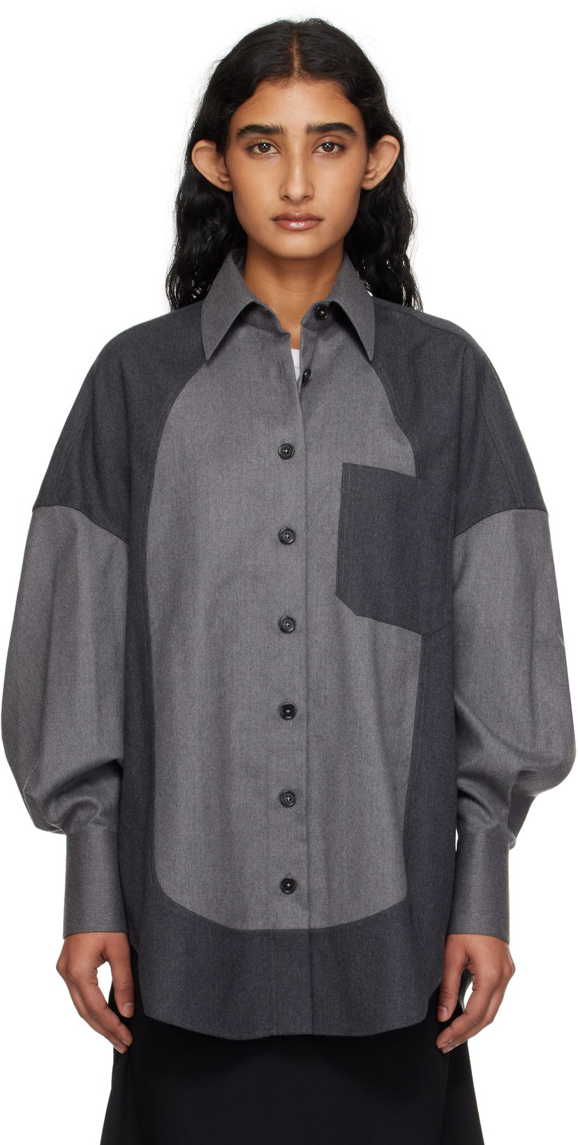 Сорочка Stella McCartney Stella McCartney Mixed Flannel Shirt Сірий | 6201593CU703