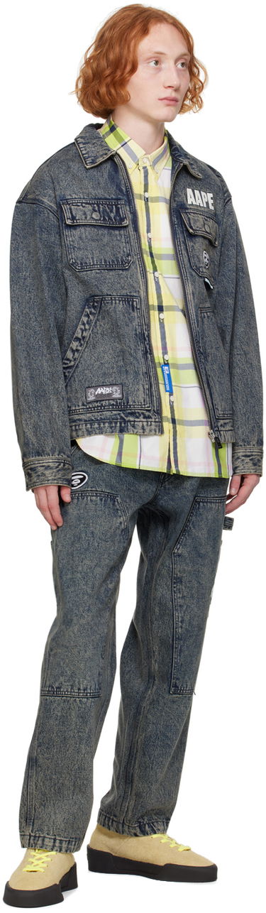 Штани карго AAPE by A Bathing Ape AAPE by A Bathing Ape Embroidered-Logo Carpenter Jeans Синій | AAPPTMA682XXMBKC, 3