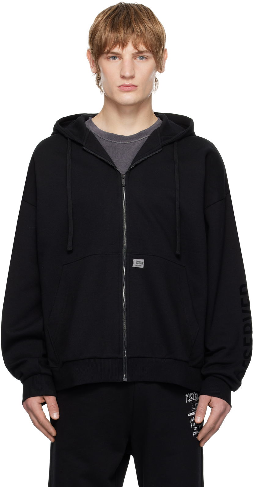 Світшоти izzue Quilted Back Zip-Up Hoodie чорний | IZXSWN3525W4NBKX