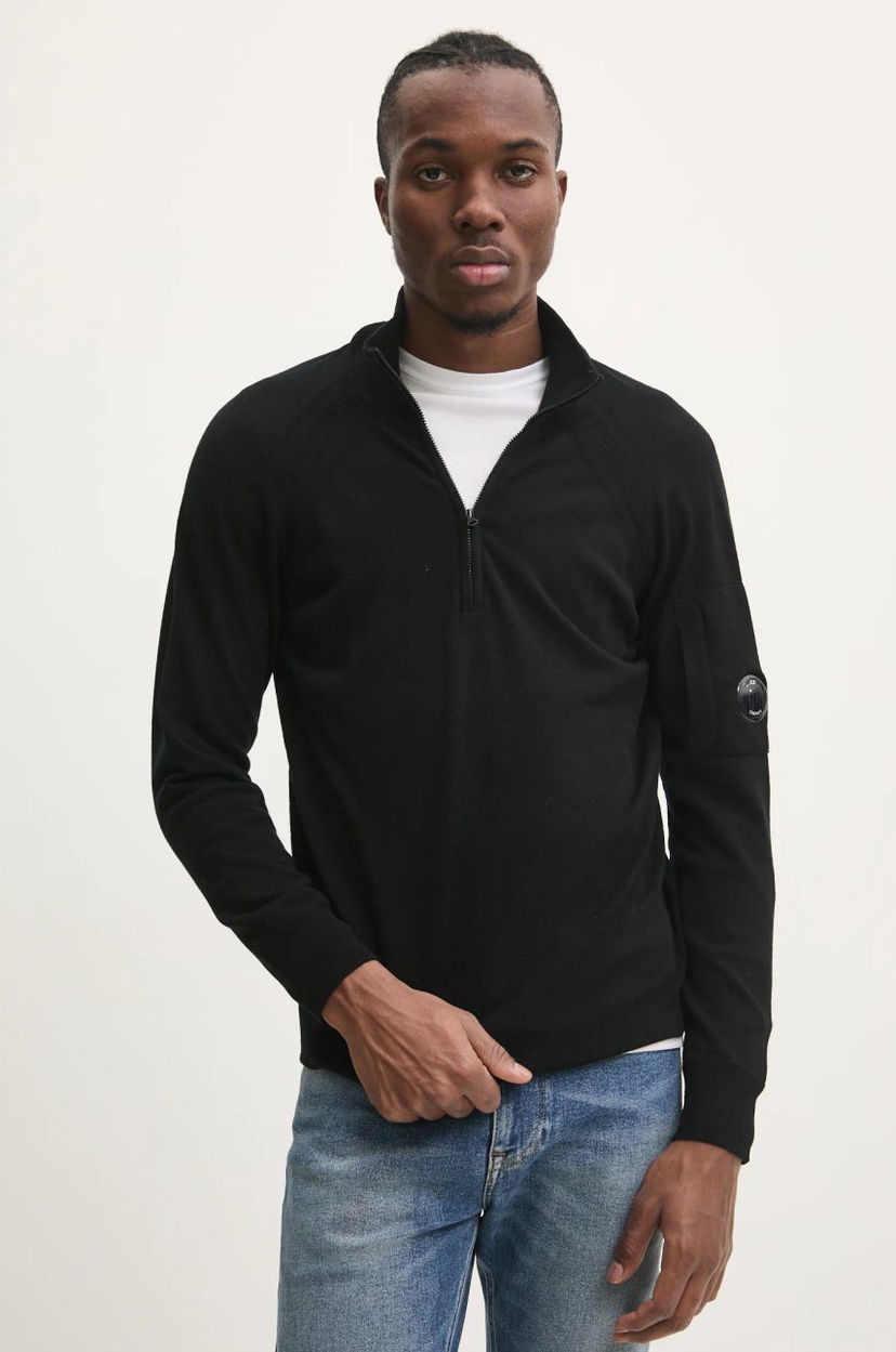 Cветр C.P. Company Lightweight Half-Zip Merino Wool Sweater чорний | 17CMKN193A005528A