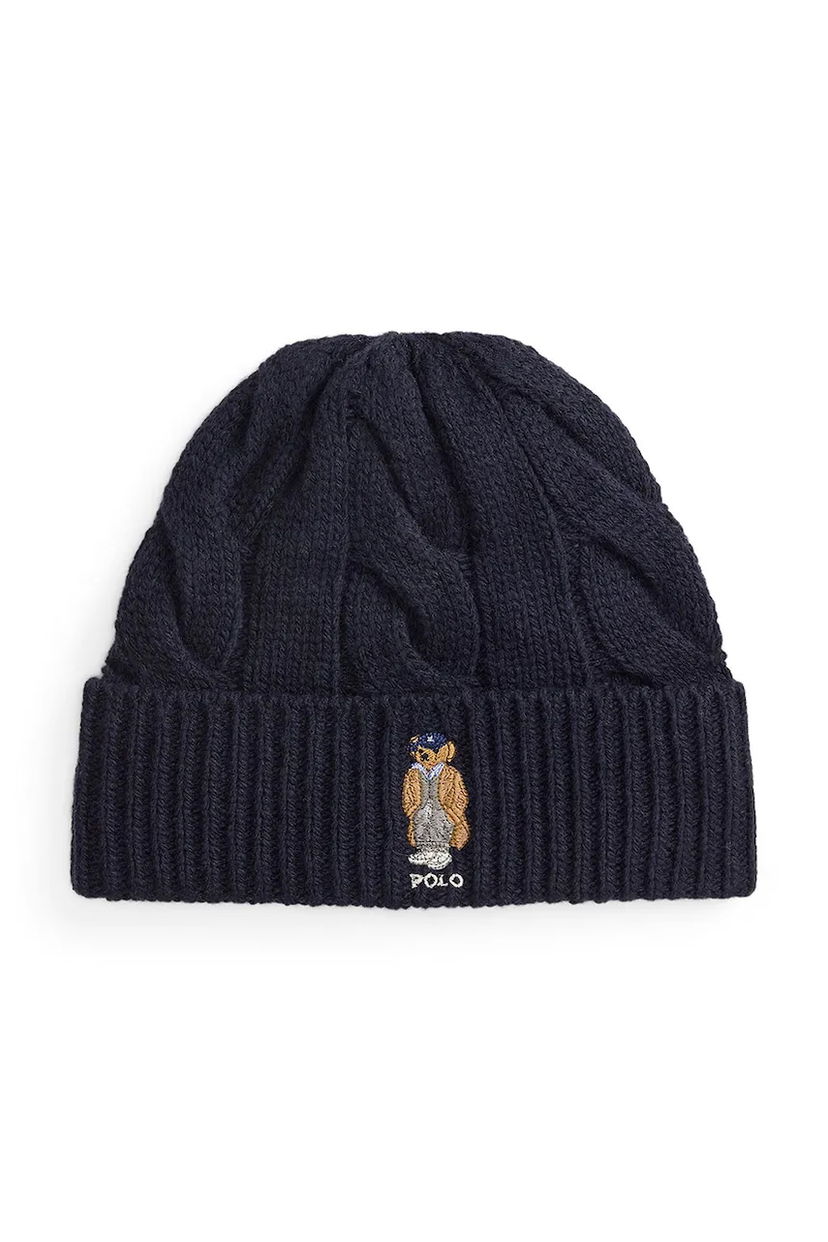 Шапка Polo by Ralph Lauren Polo Ralph Lauren Cable-Knit Beanie with Polo Bear темно-синій | 455981433