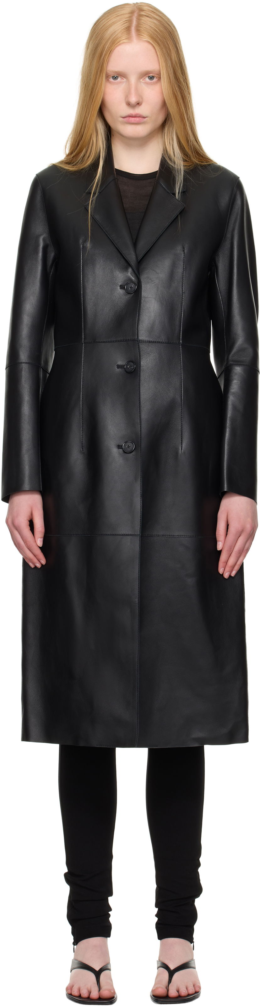 Пальто TOTEME TOTEME Slim Leather Coat чорний | 252-WRO0191-LE0056