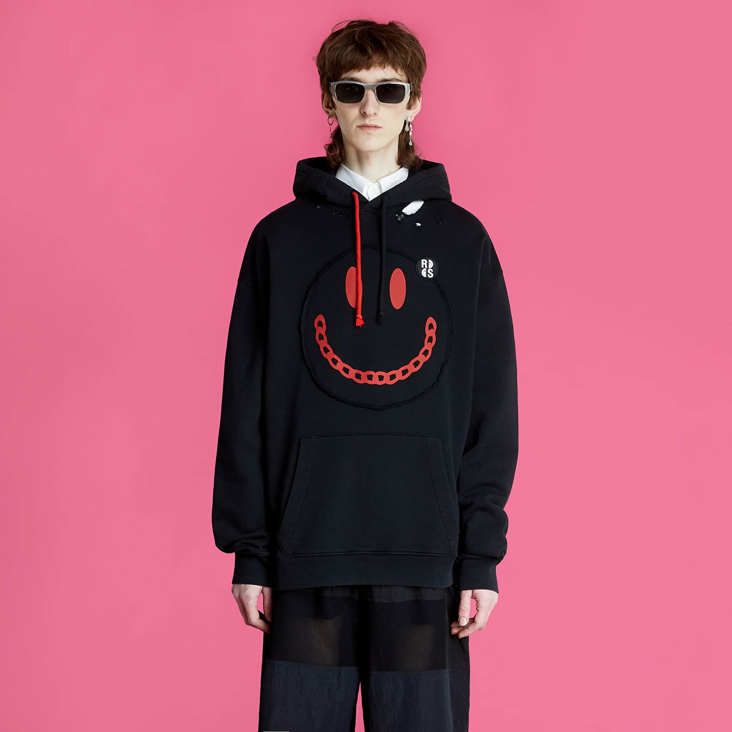 Світшоти RAF SIMONS Regular Fit Hoodie With Print Destroy Washed чорний | 224-164-19003-0099, 0