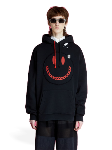 Світшоти RAF SIMONS Regular Fit Hoodie With Print Destroy Washed чорний | 224-164-19003-0099