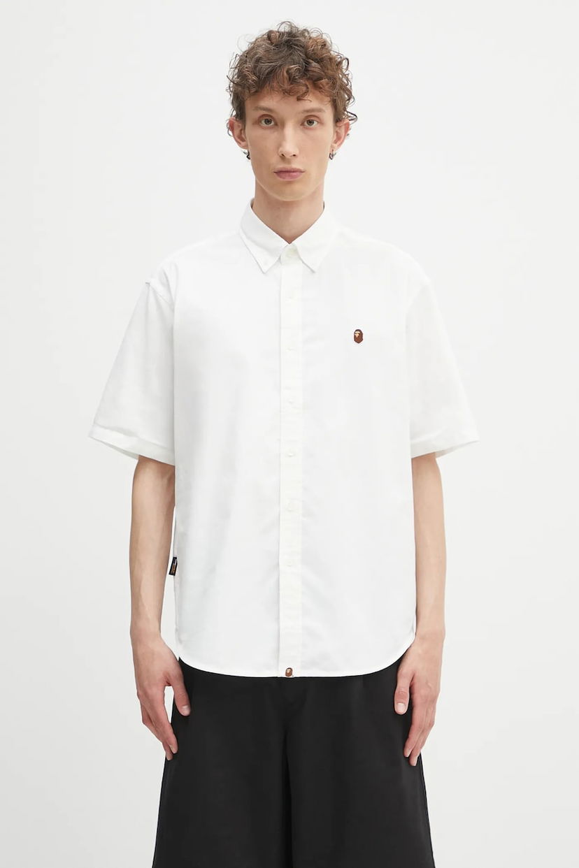 Сорочка BAPE A Bathing Ape One Point Oxford Relaxed Button-Down Shirt білий | 1L30132301