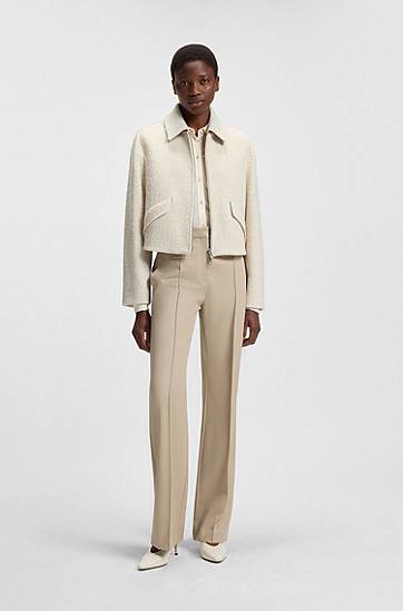 Куртка BOSS Bouclé Jacket with Two-Way Zip бежевий | 50543212, 1