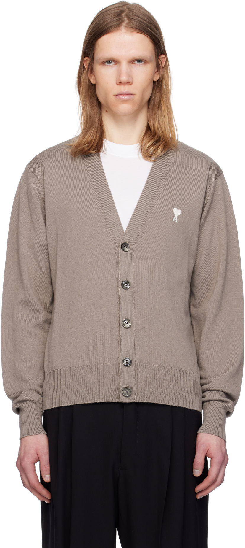 Cветр AMI AMI Paris De Coeur Cardigan Коричневий | HKC121.KN0025