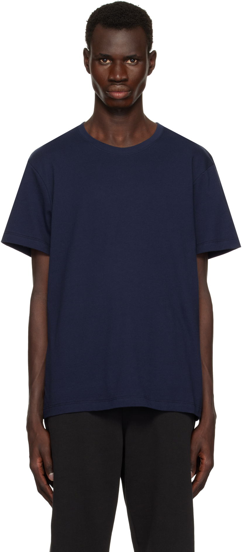 Футболка SKIMS SKIMS Cotton Classic T-Shirt темно-синій | TP-TSH-5701M-NAVY