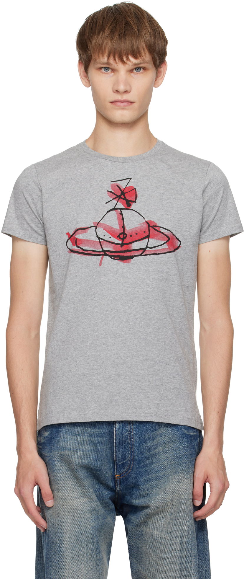 Футболка Vivienne Westwood Vivienne Westwood Drawn Orb T-Shirt Сірий | 3G01003X-J001M-